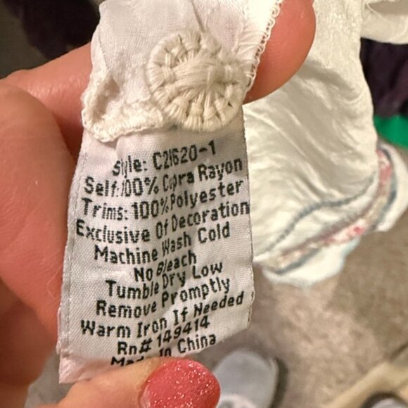 Johnny Was White Embroidered Floral Tunic with Blue and Yellow Accents - Picture 9 of 9